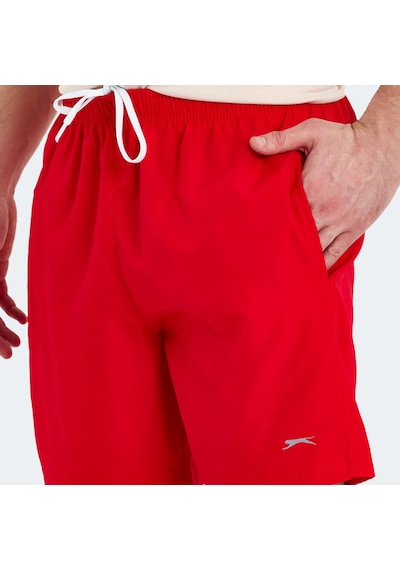 Slazenger RABI 2 li Set Erkek Cepli Deniz Şortu Kırmızı - Neon Yeşil Mayo
