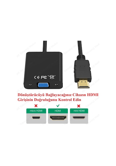 Hdmı To Vga - Hdmı Giriş Vga Çıkış Dönüştürücü