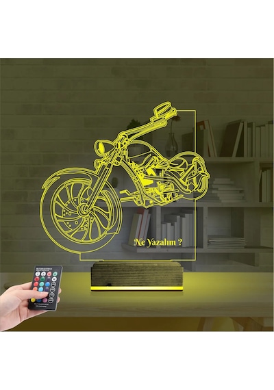 Luvivia Motosiklet Harley Motor Kişiye Özel 3d Lamba - Masa Gece Lambası V2 Şeffaf