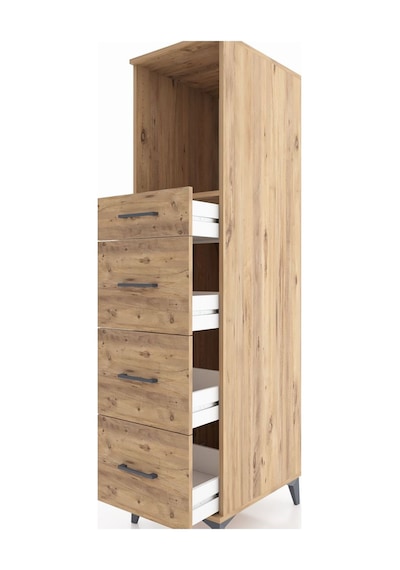 Kronos Dolap Tek Raflı 4 Çekmeceli 44x59x182 Çam-çam Çam