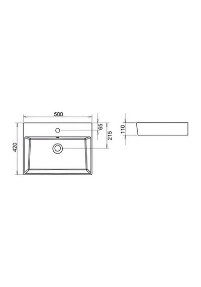 Beyaz Delikli Dikdörtgen Lavabo 50x42 Cm Modern Ve Şık 508 Yeşil