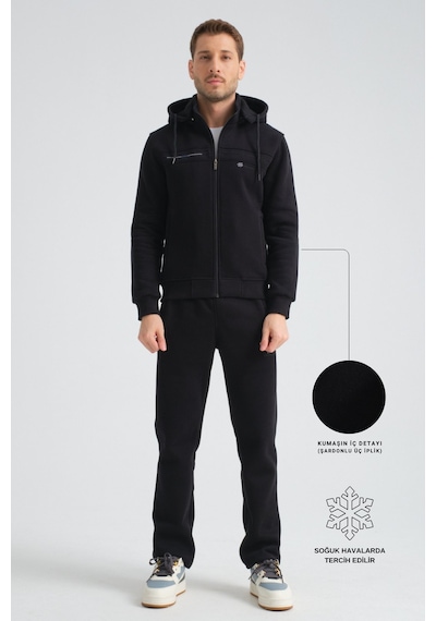 Shooter Sportswear Shooter Erkek Premium Kışlık Eşofman Takımı Regular Kapüşonlu Siyah
