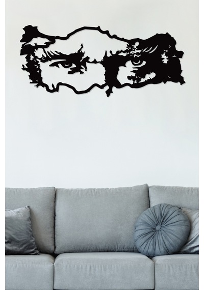 Gowpenart Atatürk Ve Türkiye Siyah Metal Duvar Tablosu