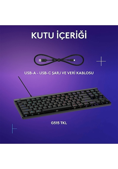 Logitech G515 TKL Türkçe Tuş Dizimi Tactile Kablolu Oyuncu Klavyesi Logitech G515 TKL Türkçe Tuş Dizimi Tactile Kablolu Oyuncu Klavyesi