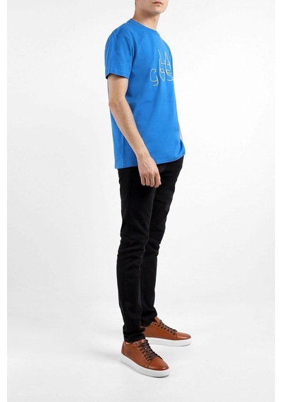 Layyagosta Erkek Sıfır Yaka T-Shirt-Saks (504689156) Saks