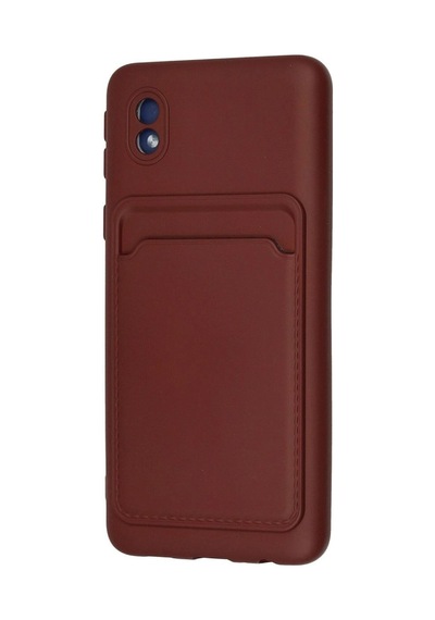 Samsung Samsung Uyumlu Galaxy A01 Core Kılıf Kelvin Kartvizitli Silikon - Bordo