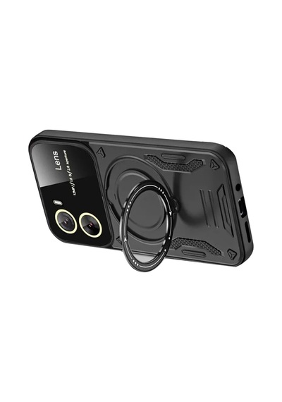 Newface Vivo Y16 Kılıf Joy Lens Standlı Kapak - Siyah