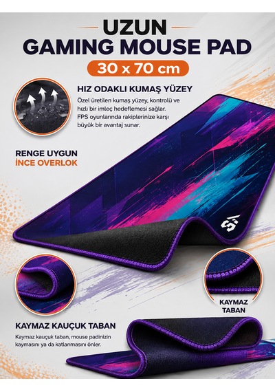 Karışık-2 30x70 Gaming Kaymaz Taban Oyuncu Ultra Pürüzsüz Mousepad 006