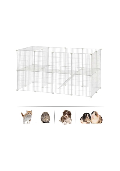 Hodbehod 36 Panel Beyaz Evcil Küçük Hayvan Kedi Köpek Kuş Evi Kafesi