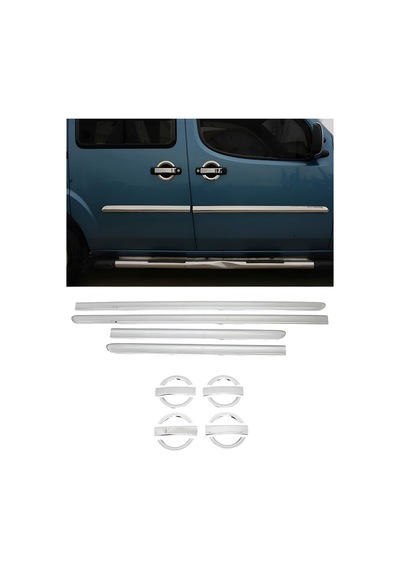 Fiat Doblo 2000-2006 Araca Özel Krom Yan Kapı Çıtası + Krom Kapı Kol 2'li Set A+