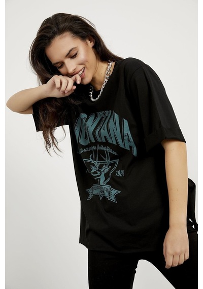 Blackjack Giyim Blackjackgiyim Siyah Montana Oversize Tshirt Siyah
