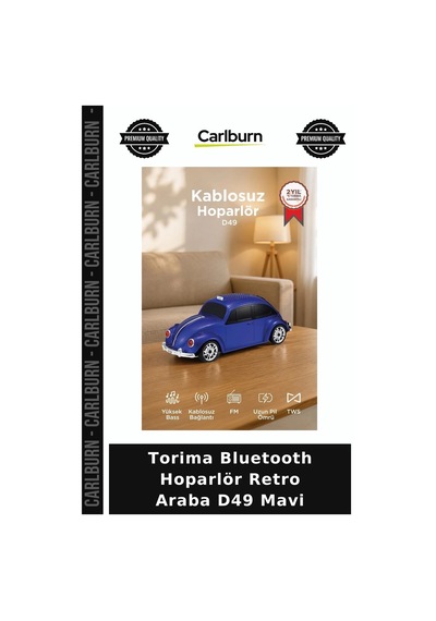 Premium Torima Bluetooth Hoparlör Retro Araba D49 Mavi Stil Obje Eğlence
