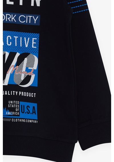Breeze Erkek Çocuk Sweatshirt Yazı Baskılı 7-12 Yaş, Lacivert