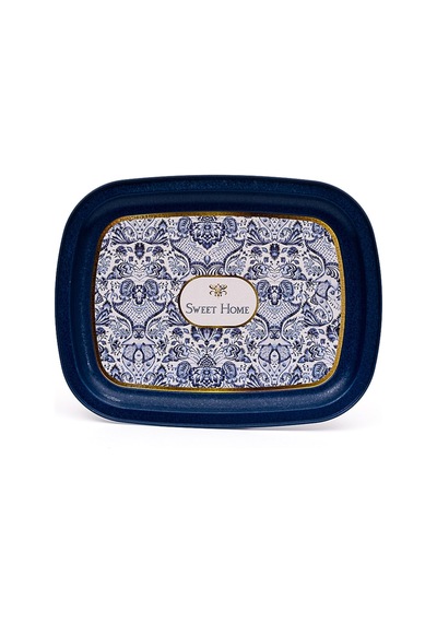 Azulejos Sweet Home Desenli Bombeli Metal Tepsi 23 X 30 Cm
