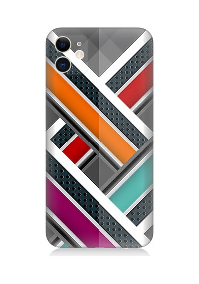 Apple Uyumlu iPhone 12 Silikon Kılıf Renkli Pastel Şeritler