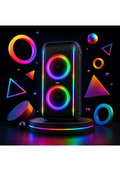 Hepu Hp-978 Titan Series Taşınabilir Hoparlör 2 6 Hoparlör, 30w Rms, 67 Cm Kolon Rgb Işık, 1 Kablosuz Mikrofon + Kumanda