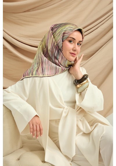 Silk Home Twill İpek Eşarp 11484-14 Butter Yellow, Mor, Pudra, Su Yeşili