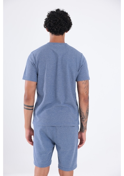 Rowinger Waffle Dokulu Nakış Logo Detaylı Oversize Erkek T-shirt İndigo