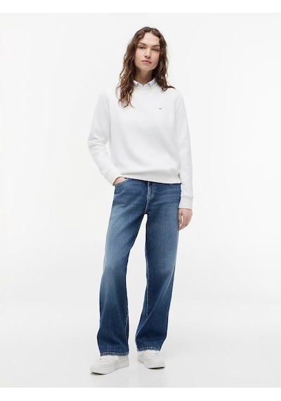 Tommy Hilfiger Bayan Sıfır Yaka Sweatshirt Açık Krem