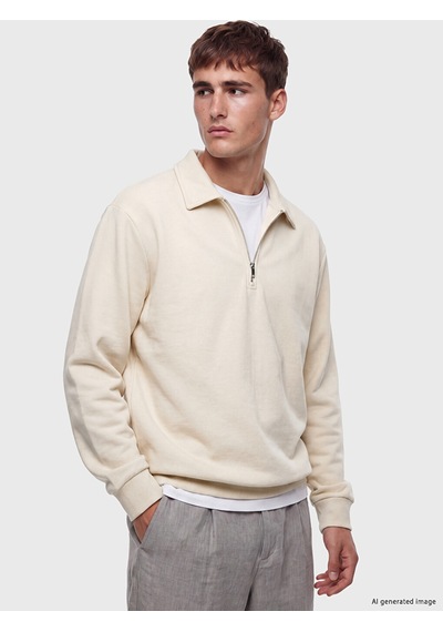 Lcw Vision Bej Polo Yaka Erkek Sweatshirt