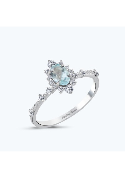 Altınbaş Pırlanta Mavi Topaz Oval Yüzük Pnf004skt-14k