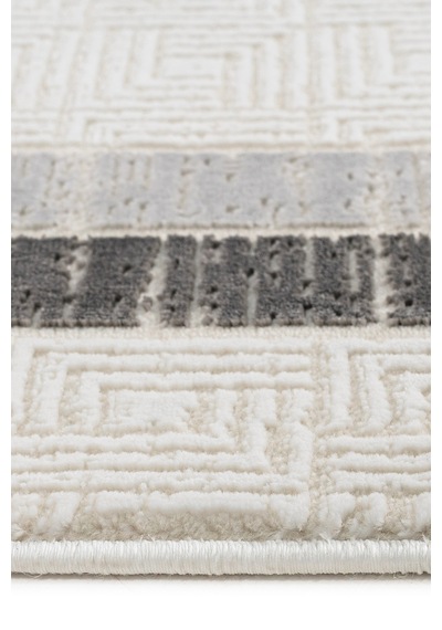 Badelya Home Krem Gri 7107 Modern Desen Doğal Taban Saçaklı Salon Koridor Mutfak Çocuk Oturma Odası Halı Yolluk 7107krem-gri