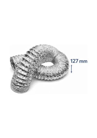 Vıvaluxe Aspiratör Borusu 127 Mm 3 Metre Alüminyum Esnek Havalandırma Hortumu, Davlumbaz, Mutfak Aspiratörü, Kombi