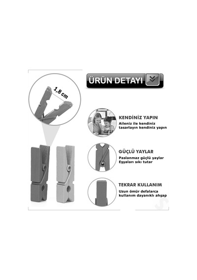 Dekoratif Ahşap Süs Mandalı, 3 Cm X 25 Adet - Natürel 1+