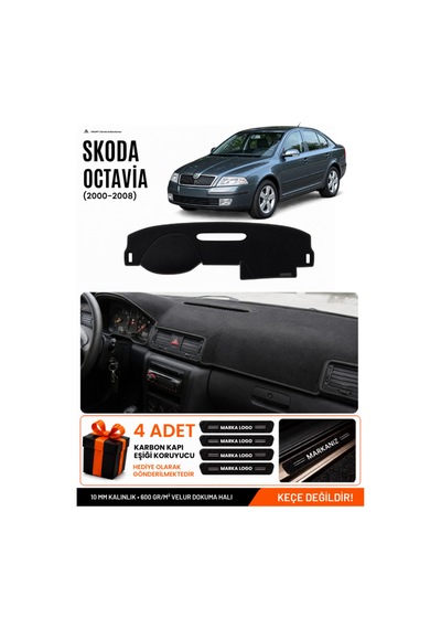 Skoda Octavia 2000-2008 Uyumlu Torpido Koruma, Torpido Örtüsü, Torpido Kılıfı - Siyah - Sk008