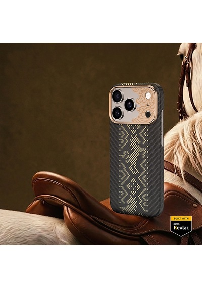 Apple iPhone Uyumlu 17 Pro Max Kılıf M-safe Şarj Özellikli Karbon Fiber Benks Knight Armorair Kevlar Kapak Siyah