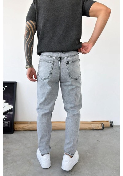 Açık Gri Basic Boyfriend Pantolon Açık Gri