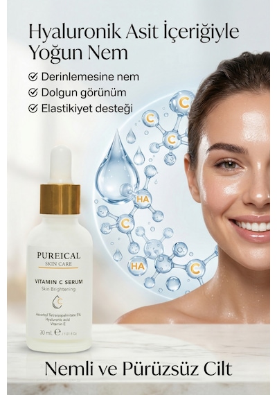 Pureical C Vitamini Serum %5, Aydınlatıcı, Leke Karşıtı Ve Anti-aging Bakım 30 Ml