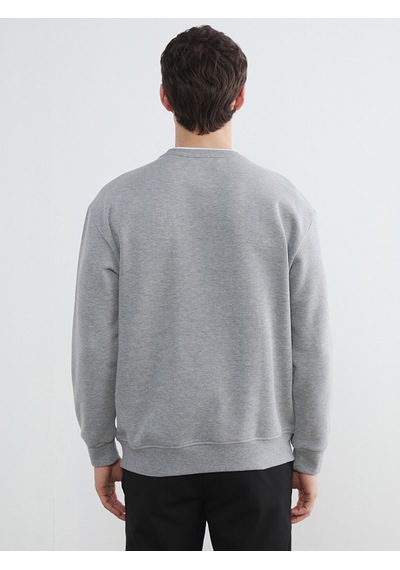 Lcw Vision Gri Bisiklet Yaka Erkek Kalın Sweatshirt