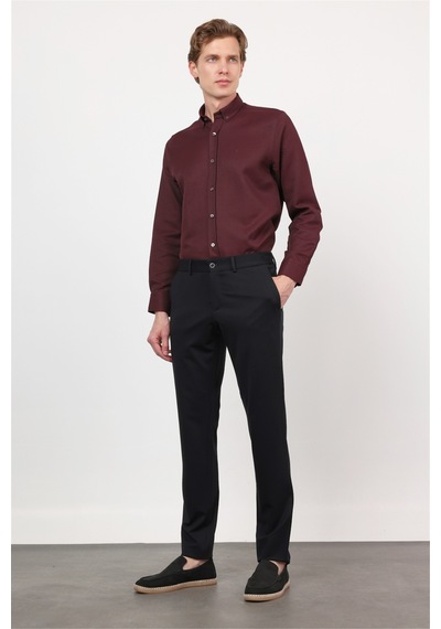 İmza Siyah Yan Cep Kendinden Desenli Örme Jogger Slim Fit Esnek Pantolon 1003260174