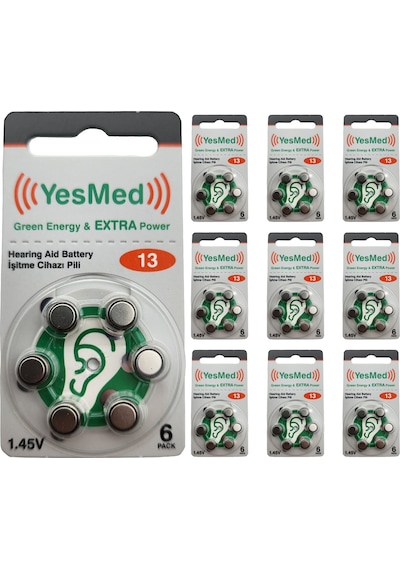 Yesmed Extra Power 13 No Kulaklık Pili 10paketx6adet 60adet Pil