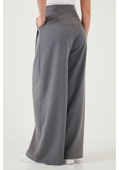 Lela Wide Leg Yüksek Bel Geniş Paça Palazzo Bayan Pantolon 5866290 Gri