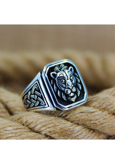 925 Ayar 3d Aslan Figürlü Gümüş Erkek Yüzüğü Gümüş