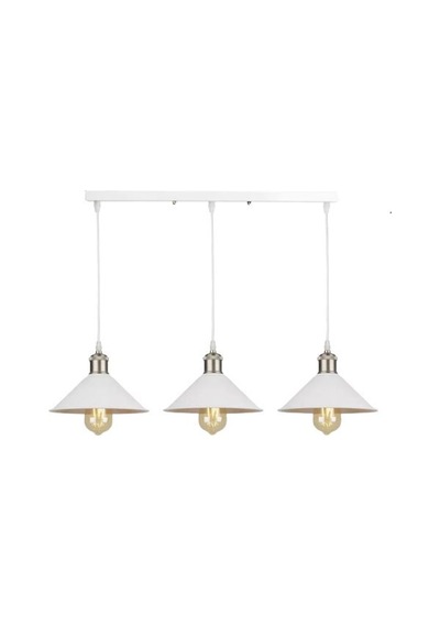 Dylight Retro Dekoratif 3 Lü Beyaz Rustik Metal Sarkıt Avize 60 Cm