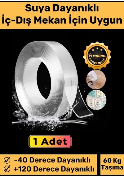 Deluxe Ultra Süper Güçlü Yüksek Mukavemetli Nano Teknolojili Çift Taraflı Doku Şeffaf 3 Mt Bant