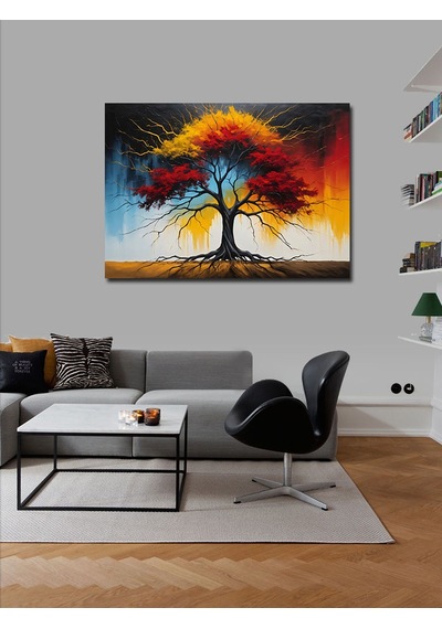 Kanvas Tablo Ateş Ağacı Sanatı