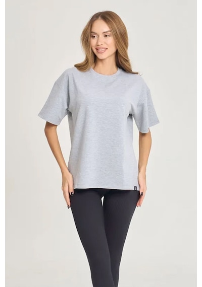 Uyguntarz Unisex Pamuklu Oversize Basic Tshirt Gri