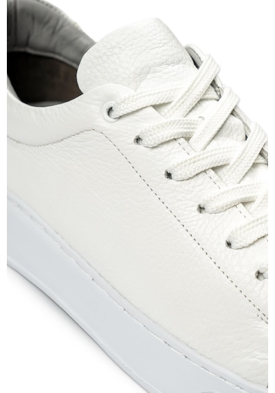Beyaz Casual Bağcıklı Deri Sneakers Beyaz
