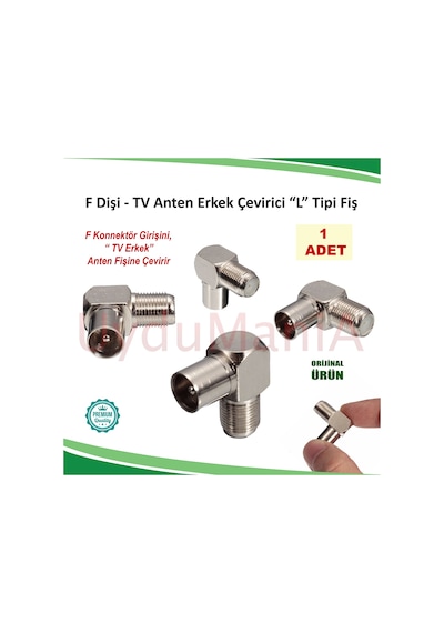 F Dişi - Tv Anten Erkek Çevirici L Tipi Fiş - 1 Adet