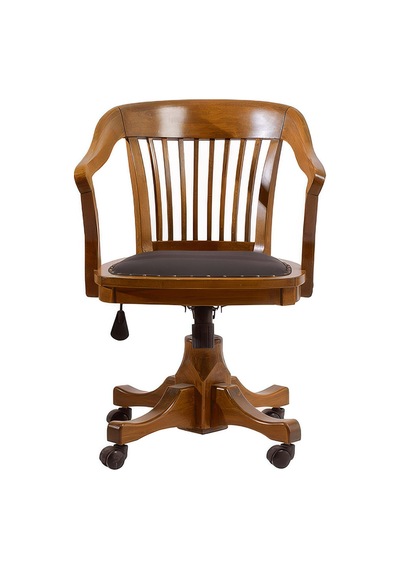 Throne Deri Döşemeli Ahşap Ofis Sandalyesi Ceviz
