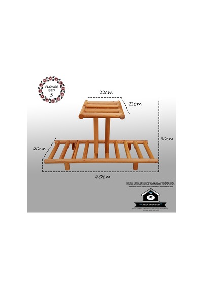 Çiçek Standı - Walnut Ceviz Çiçeklik -Saksılık- Çiçek Rafı