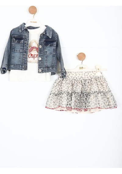 Xo Kids Kız Çocuk Alt Üst Etek Takım 6-36 Ay 3088 Mavi