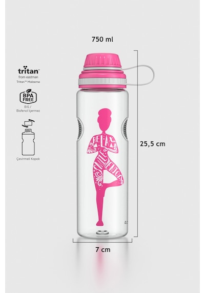 Renga Ege Yoga Desenli 750 Ml Tritan Matara 912067 Fuşya Fuşya
