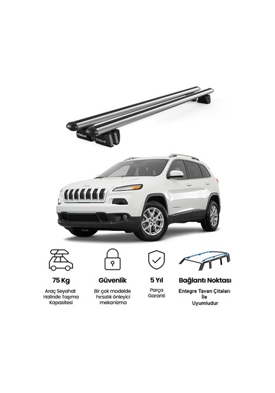 Pençe Jeep Cherokee Kl 2014 Ve Sonrası Uyumlu Gri Ara Atkı Port Bagaj Tavan Barı