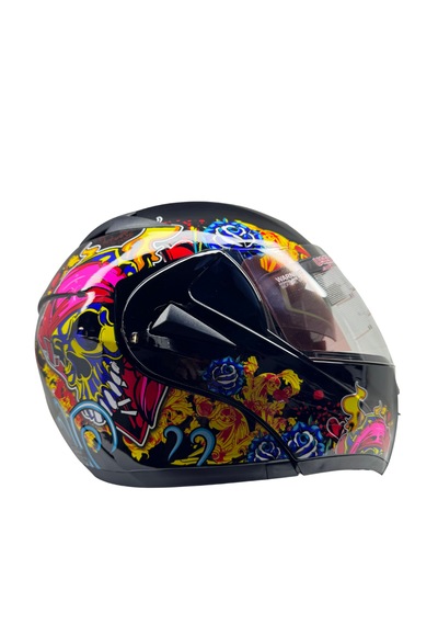 Kask Vrt Marka Vizörlü Çeneden Açılır Siyah - Kırmızı - Sarı
