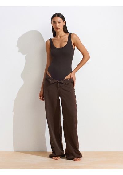 Dilvin 21053 Askılı Bodysuit-Koyu Kahve